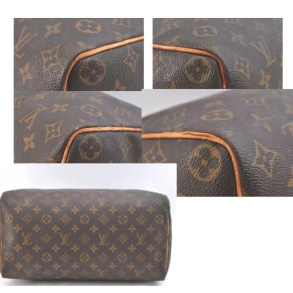 Vintage Louis Vuitton Speedy 35 Monogram Satchel Shoulder Bag Leather Gold - Picture 13 of 15